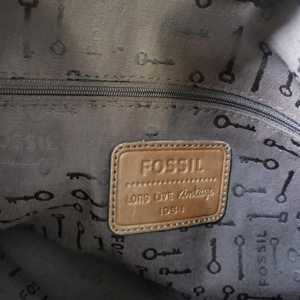 Vintage Fossil Reissue Large Satchel Handbag Came… - image 8